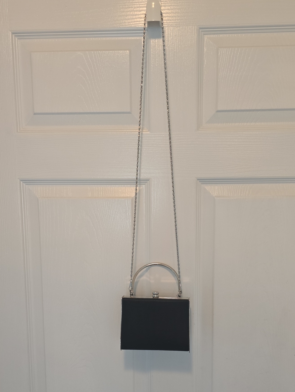 Classic Black Box Crossbody Bag with Silver Hardware